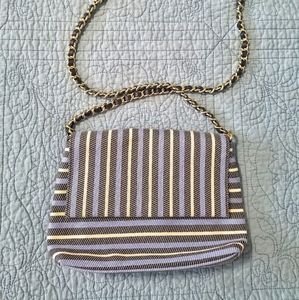 Talbots Blue Striped Flap Purse Shoulder Bag